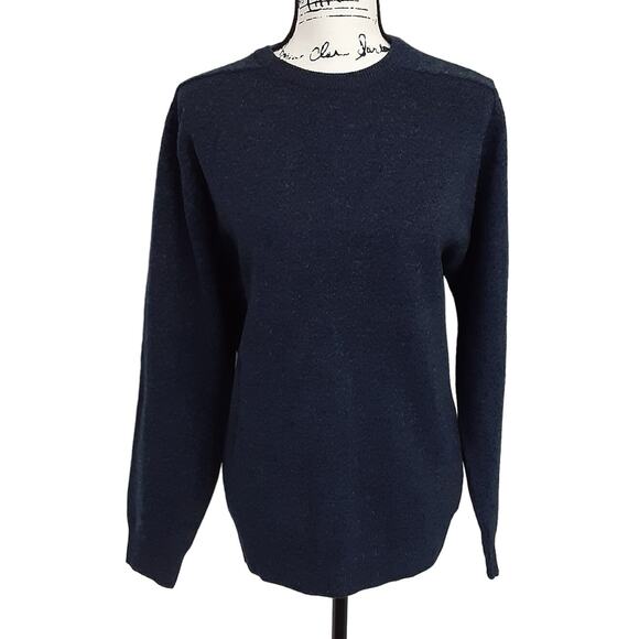 Woolmark 100% Pure New LambsWool Sweater Crewneck Pullover Dark Blue Mens M - Picture 1 of 12